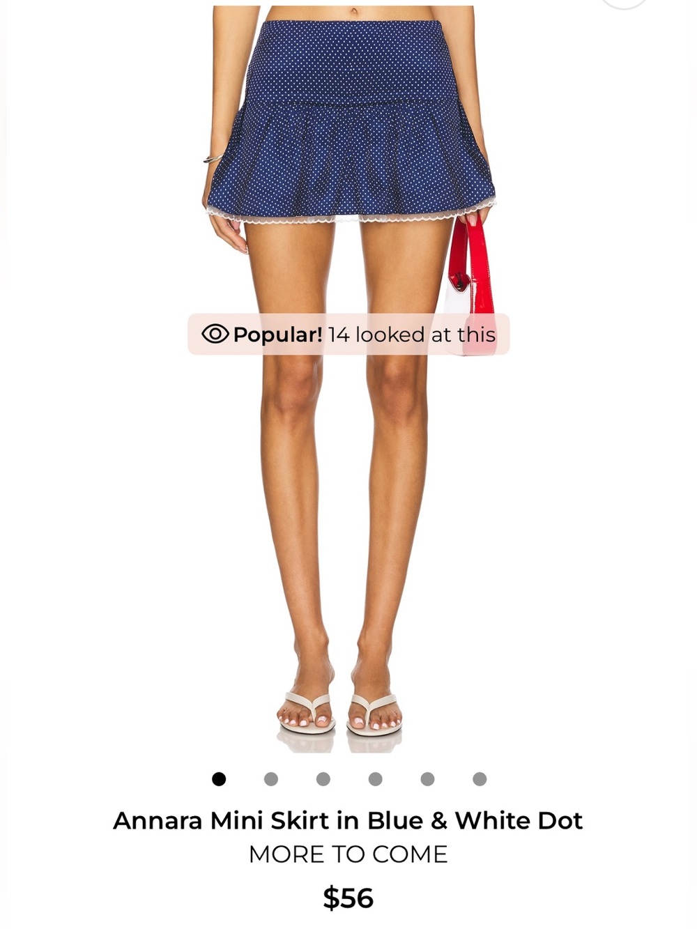 More To Come Annara Mini Skirt in Blue and White Polka Dot